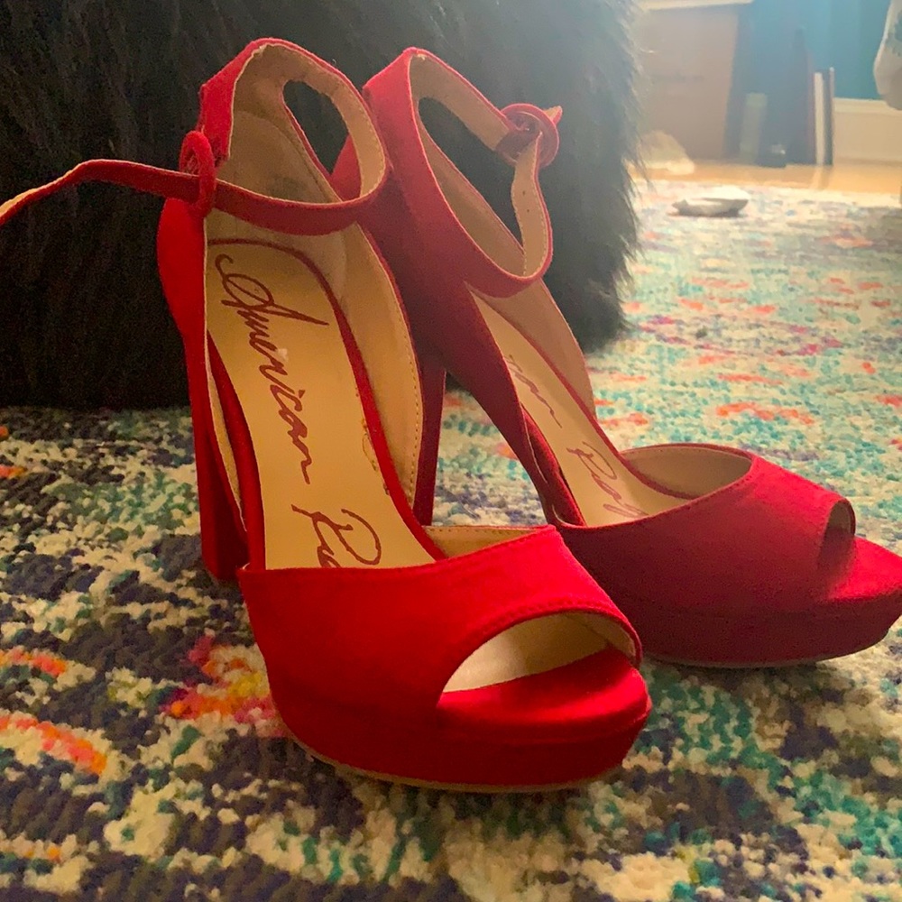 Platform red block heels